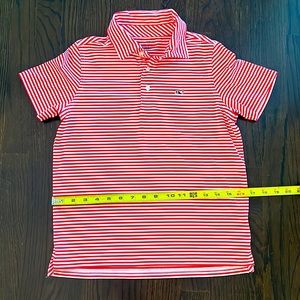 Vineyard Vines Dri Fit Boys Polo Red Stripe size Small